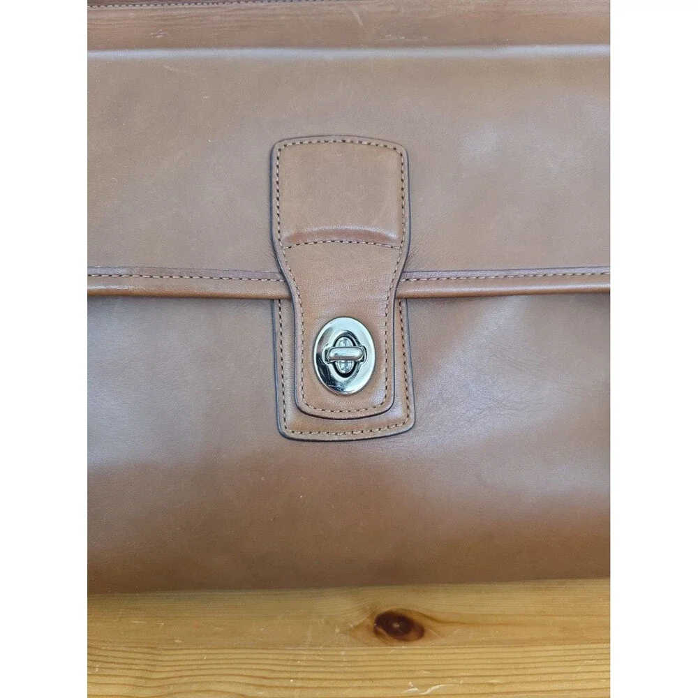 Coach F06456 Vintage Barclay Saddle Brown Briefcase/Laptop Bag W/Turnlock Detail